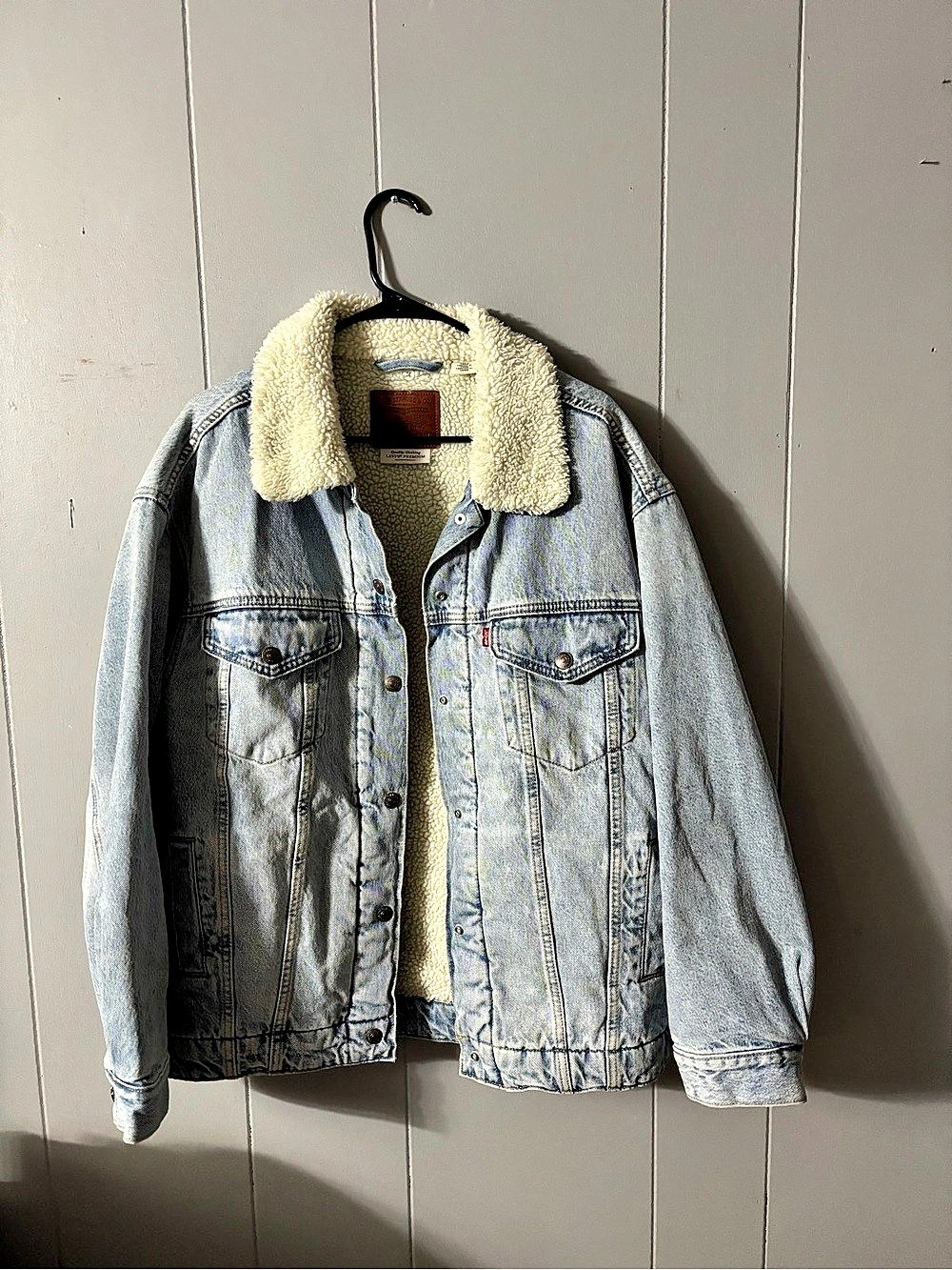 Levi'Small Premium Sherpa Trucker Jacket Sherpa Denim Jacket Size Small